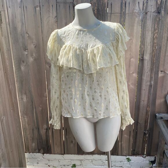 Loveshackfancy ruffle erin top with gold accents size small - Picture 11 of 16